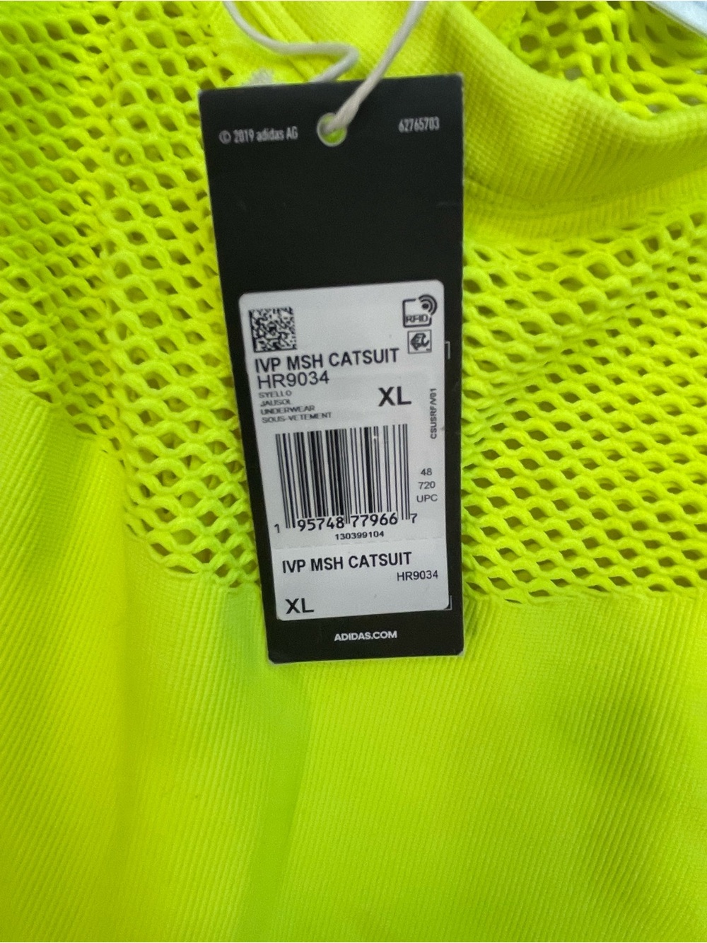 Beyonce Adidas X IVY PARK Neon Yellow Mesh-Panel Halter Jumpsuit size XL - Picture 12 of 15